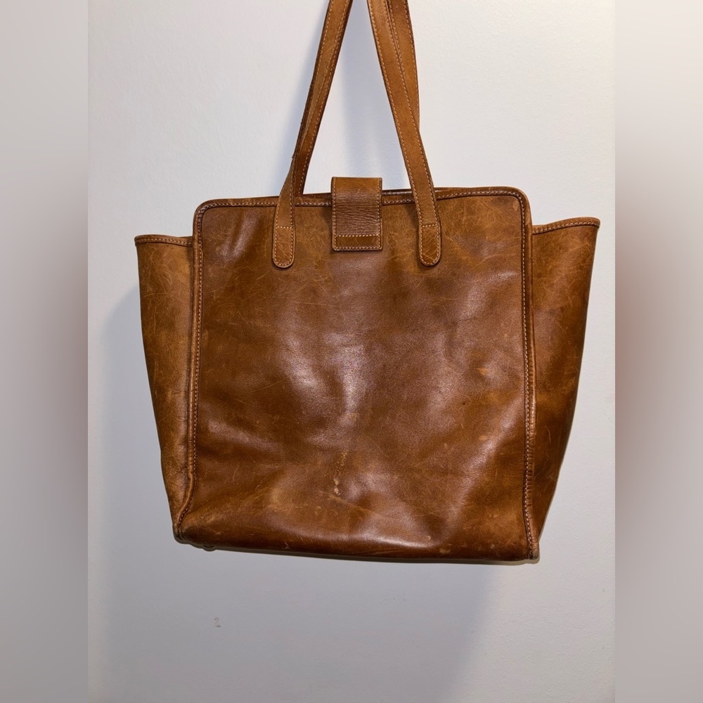 Stunning Leather Heavy Duty Vintage Tote by Atlas - Picture 4 of 10